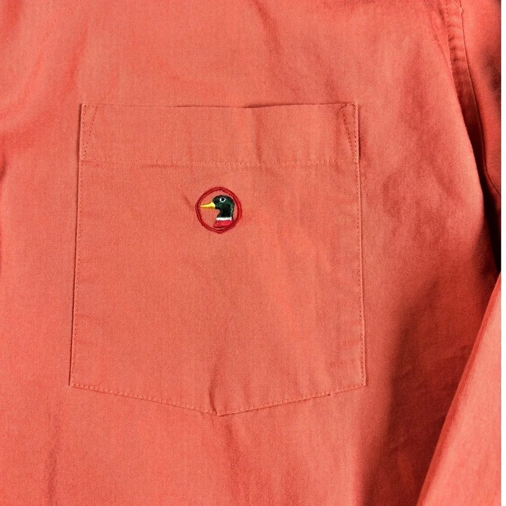 Vintage Duck Head Mens Long Sleeve Button Down Shirt Coral Orange Cotton Large